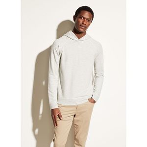 Vince Men’s Heather Grey Cotton Cashmere Twill Popover Hoodie Size XL